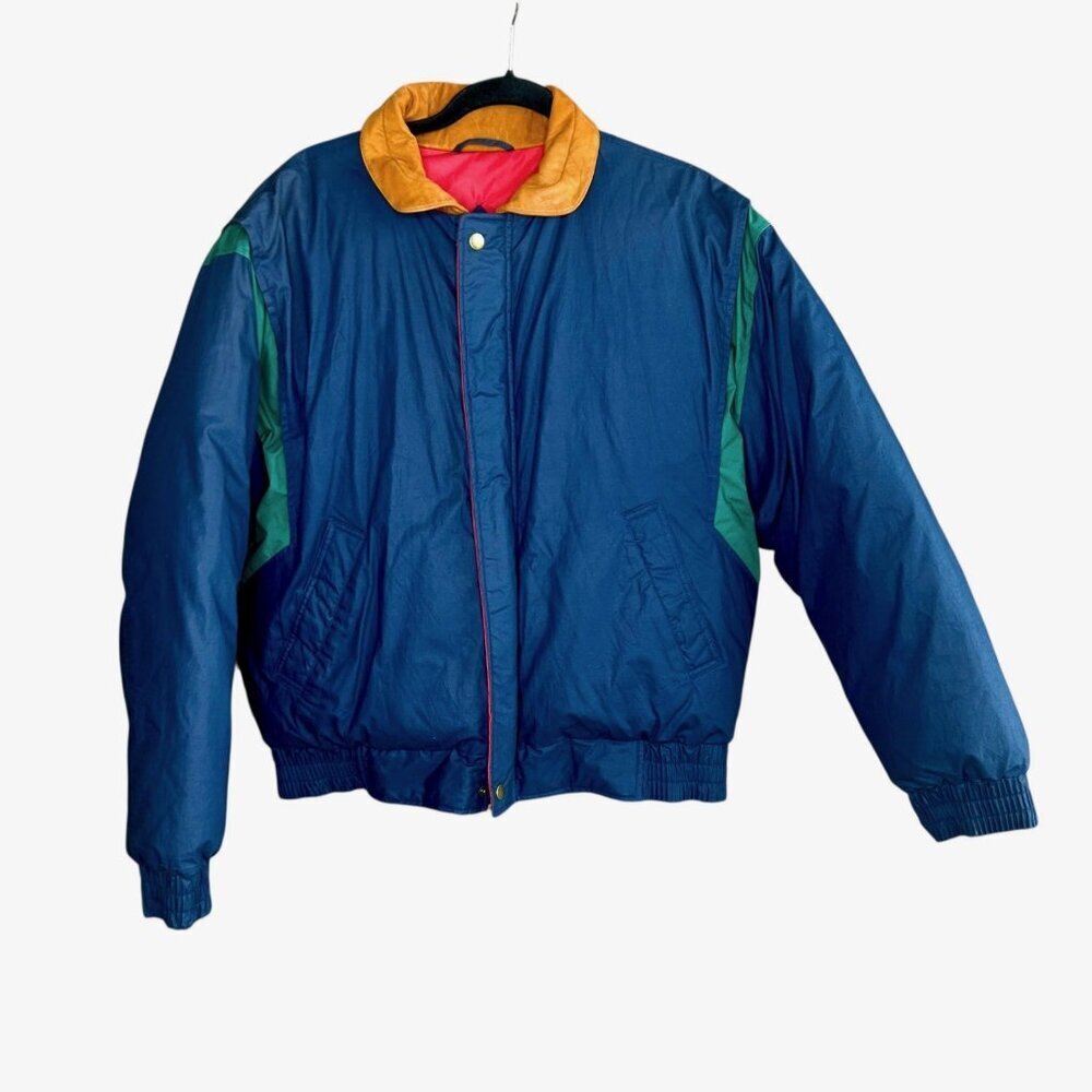 Gant Vintage 90s Goose Down Puffer Jacket Colorblock Size Large - Picture 2 of 12